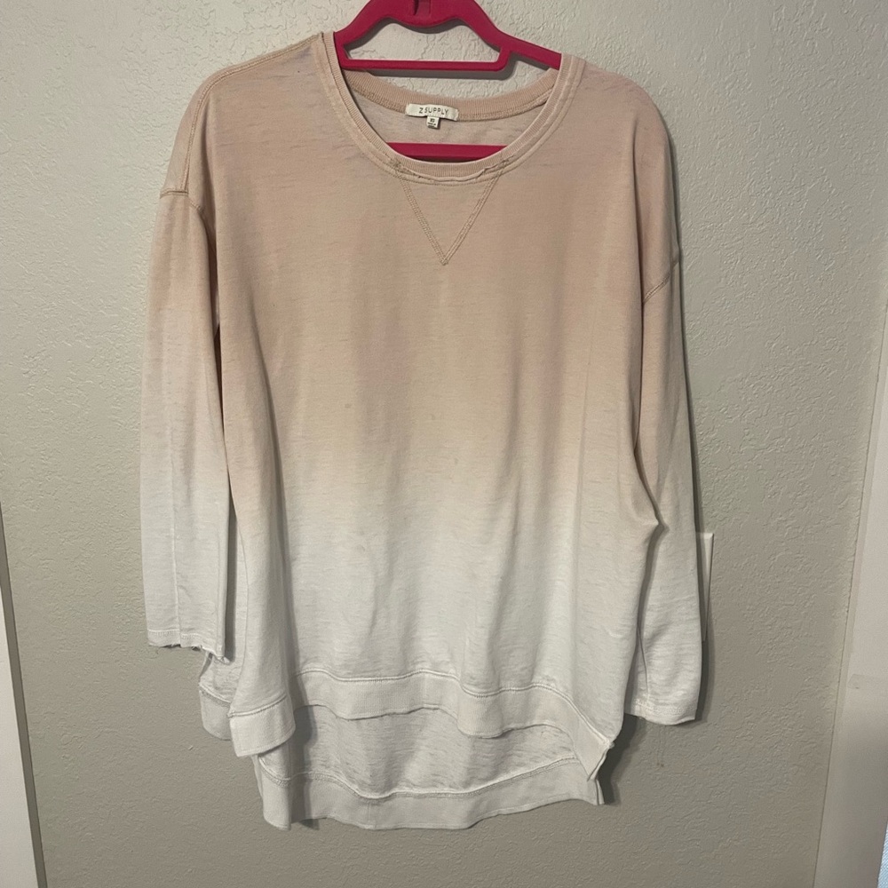 Z Supply Ombre Sweatshirt Neutral Lightweight Pullover Relaxed Lounge Top